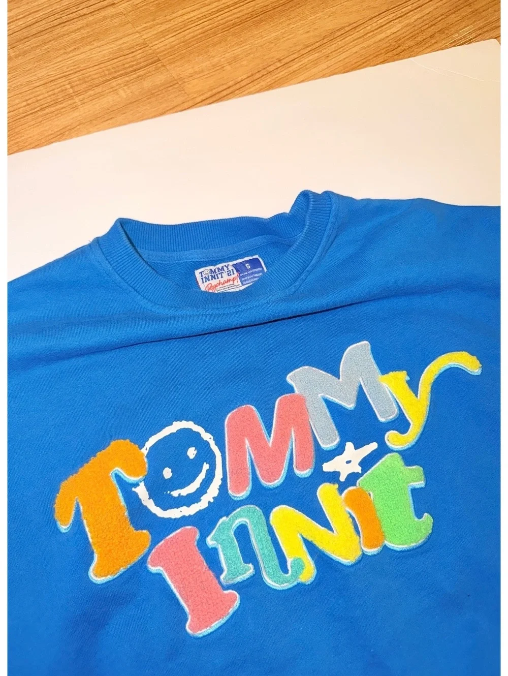 Tommy Innit Colorful Puff Print Crewneck Sweatshirt Blue Size S